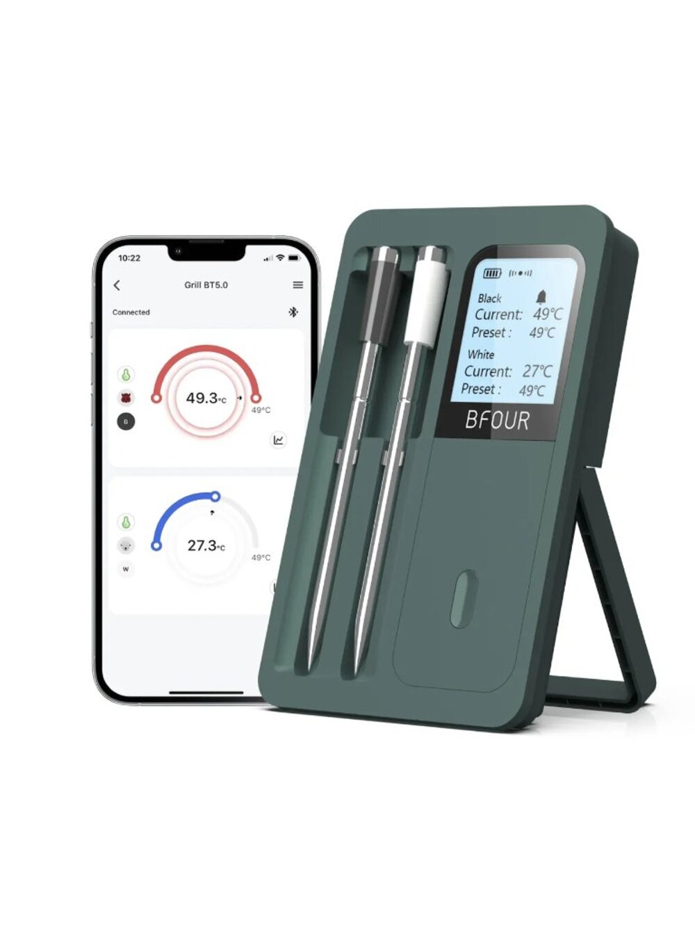 *NEW* BFOUR Wireless Meat Thermometer with 2 Meat Probes 328FT Smart Wireless